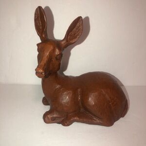 Red Mill Handcrafted Brown Wood Deer Sculpture